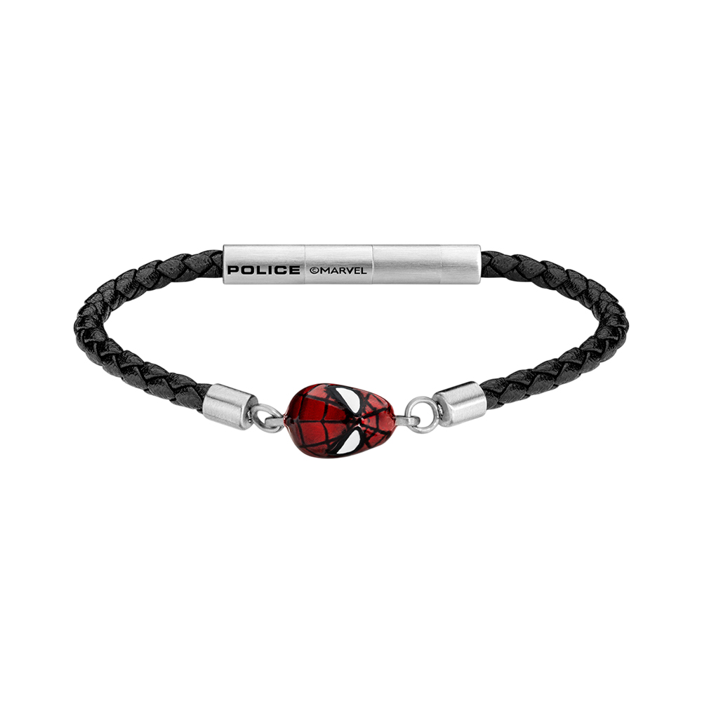 Picture of Police Web Slinger Black Textured Leather Bracelet for Men PEAGB0042201