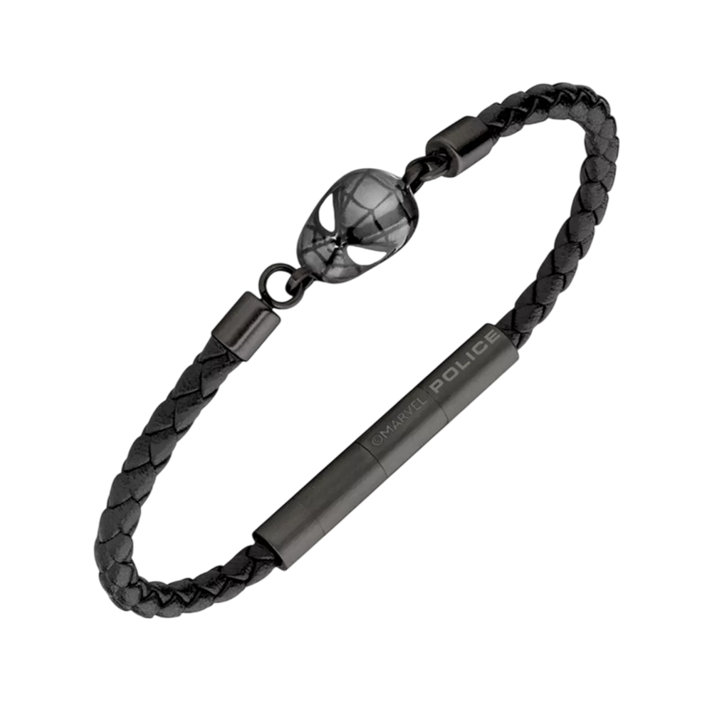 Picture of Police Web Slinger Black Textured Leather Bracelet for Men PEAGB0042202