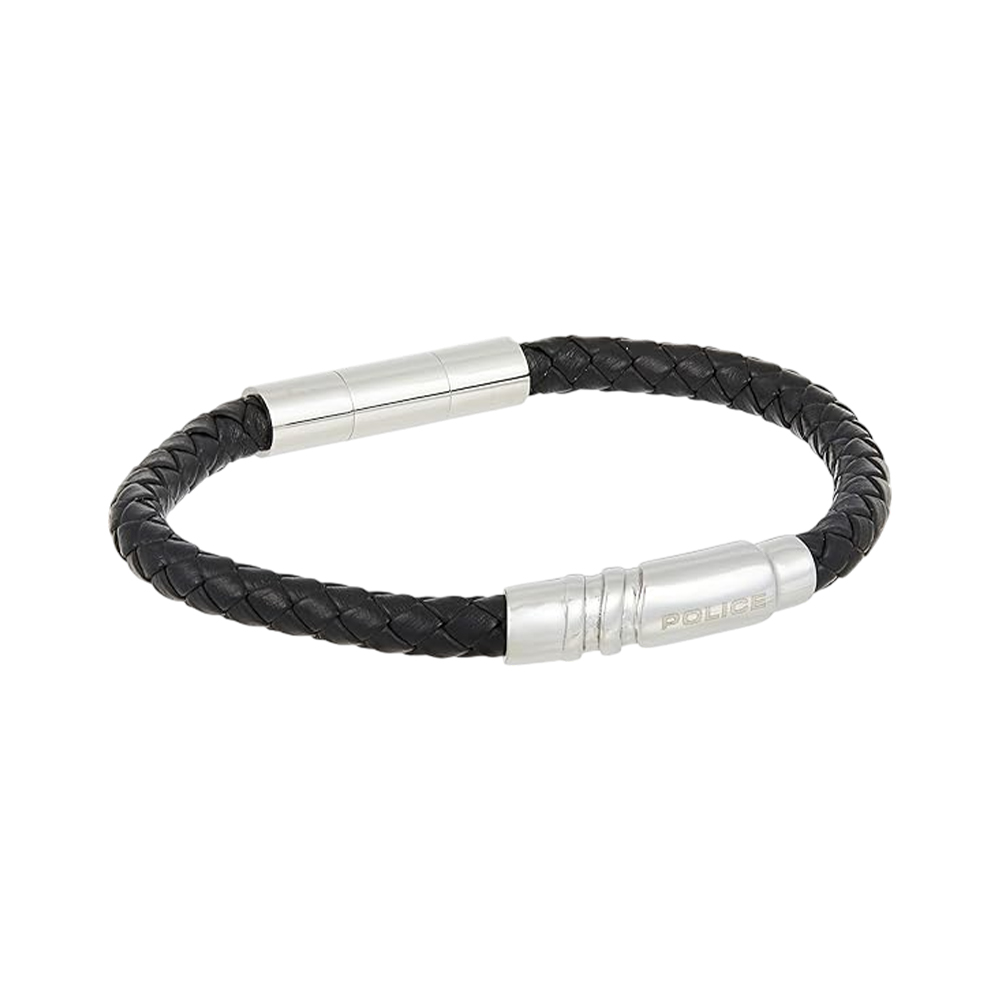 Picture of Police Round Up Black Leather Bracelet for Men P PJ 25892BLB/01A