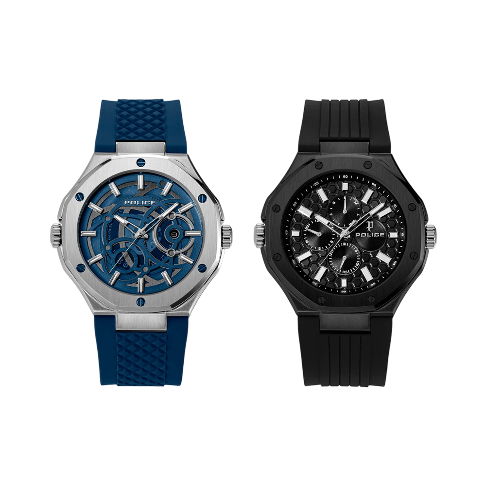 Picture of Police Dual Black and Navy Silicone Men Watch - PEWGQ0081903