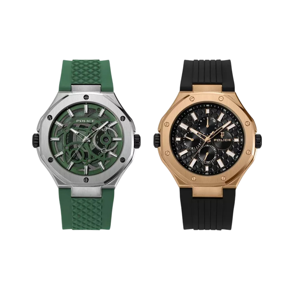 Picture of Police Dual Reversible Green and Black Silicone Men Watch - PEWGQ0081902