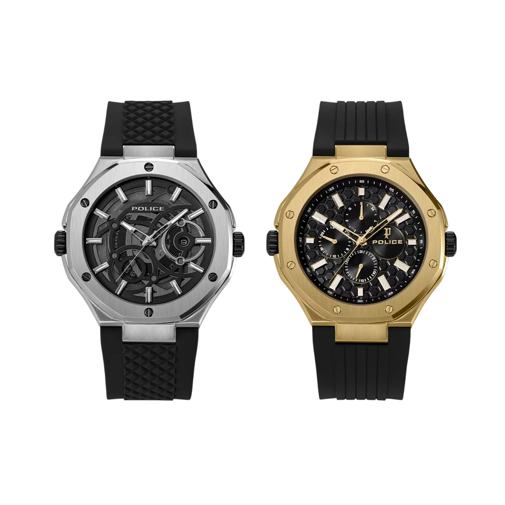 Picture of Police Dual Reversible Silver and Gold Toned Men Watch - PEWGQ0081901