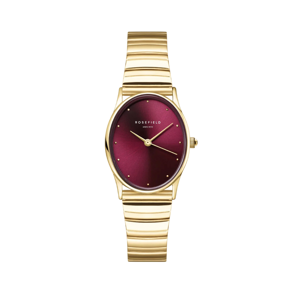 Picture of Rosefield Oval Gold Toned Burgundy Dial Watch - OVGSG-OV15