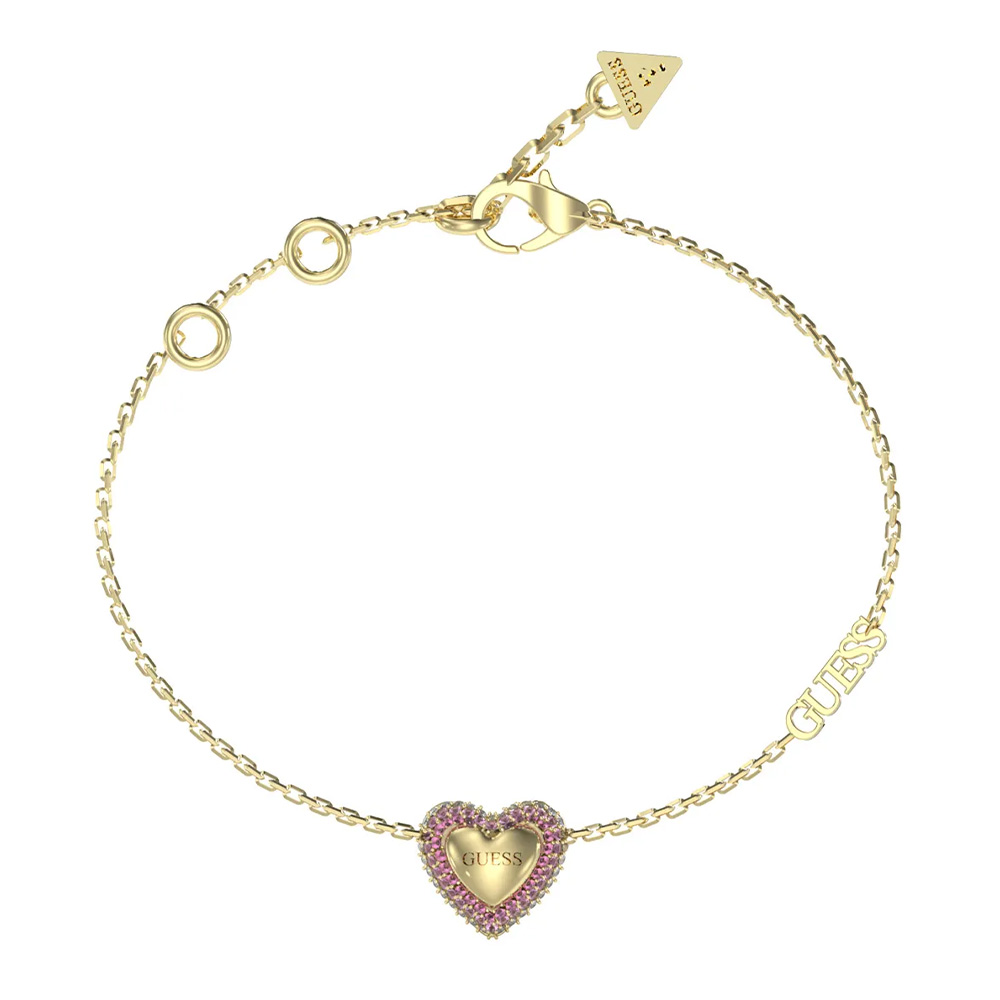 Picture of Guess Beloved Heart Gold Pink Crystal Bracelet For Women JUBB05011JWYGPKS