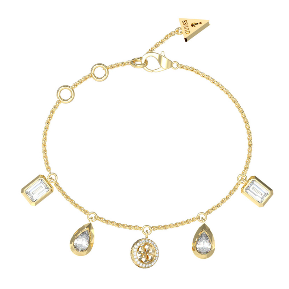 Picture of Guess 4G Light Gold Cubic Zirconia Charm Bracelet For Women JUBB05239JWYGS