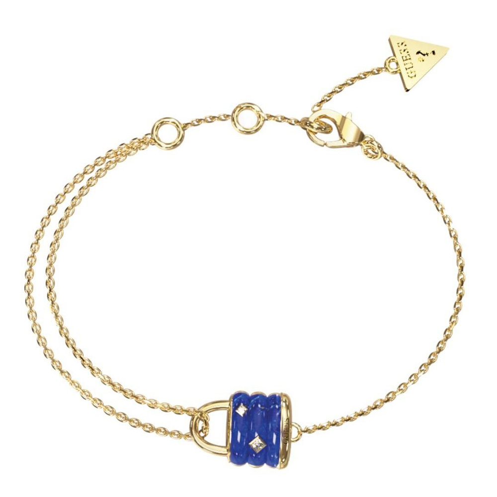 Picture of Guess Gold Blue Padlock Bracelet For Women JUBB05413JWYBLL