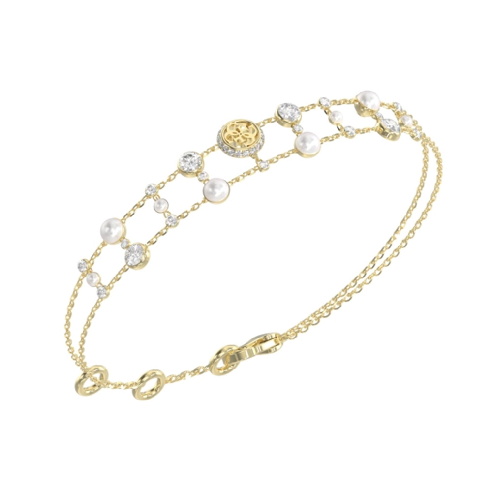 Picture of Guess Tiny Pearly Gold Pearl Crystal Bracelet For Women JUBB05512JWYGS