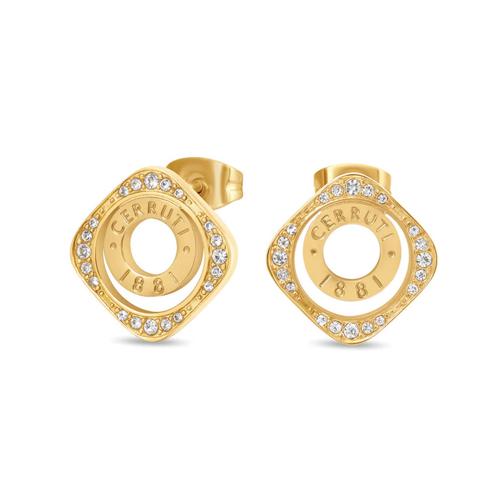 Picture of Cerruti 1881 Gold Crystal Logo Earrings For Women CIJLE0016101