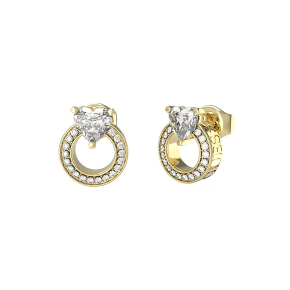 Picture of Guess Gold Crystal Zirconia Stud Earrings For Women JUBE04664JWYGT/U