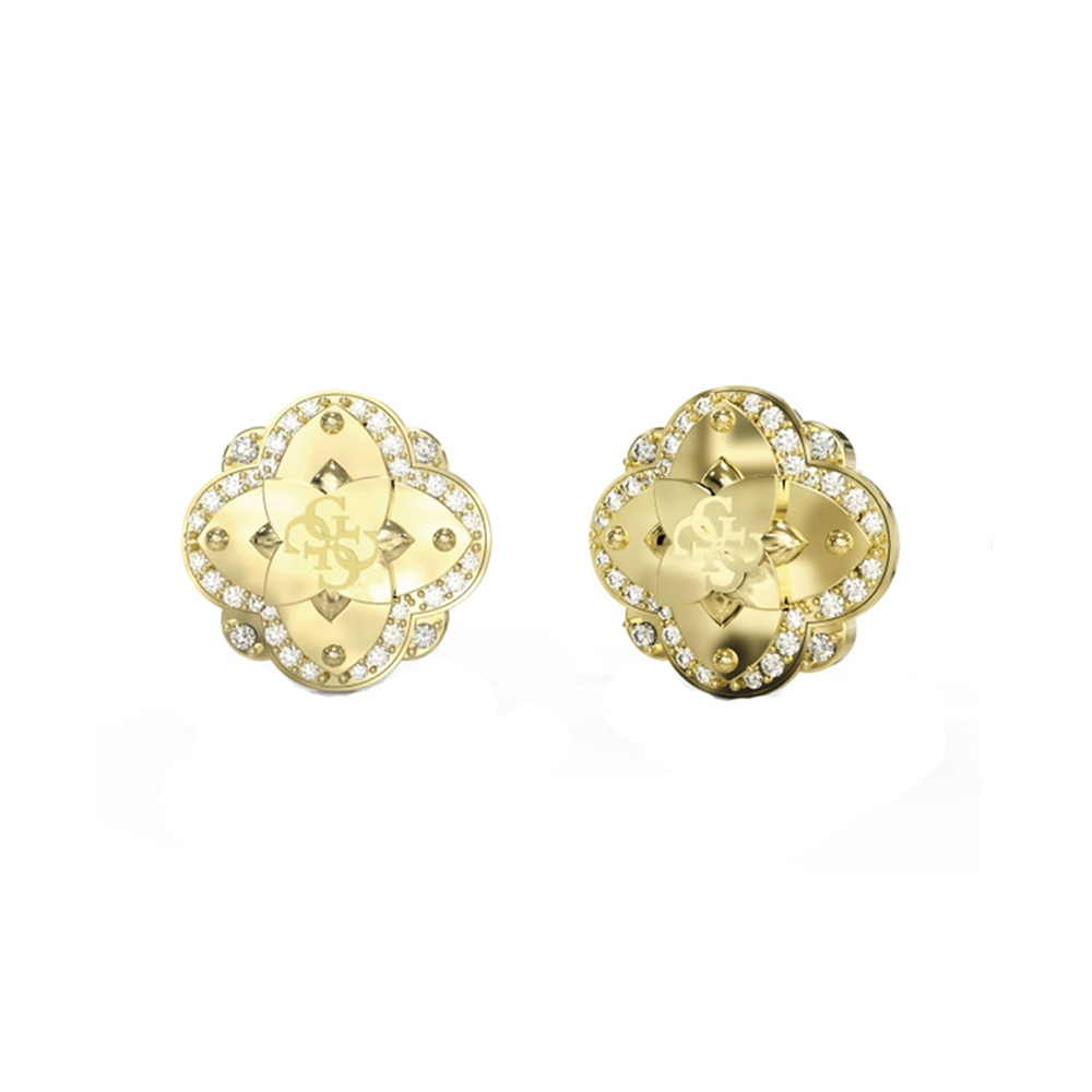 Picture of Guess Wild Flower Gold Crystal Earrings For Women JUBE05510JWYGT/U