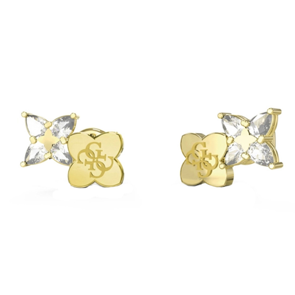 Picture of Guess Wild Flower Gold Zirconia Earrings For Women JUBE05511JWYGT/U