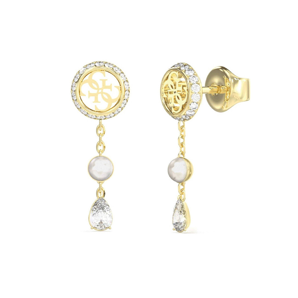 Picture of Guess Tiny Pearly Gold Pearl Drop Earrings For Women JUBE05521JWYGT/U