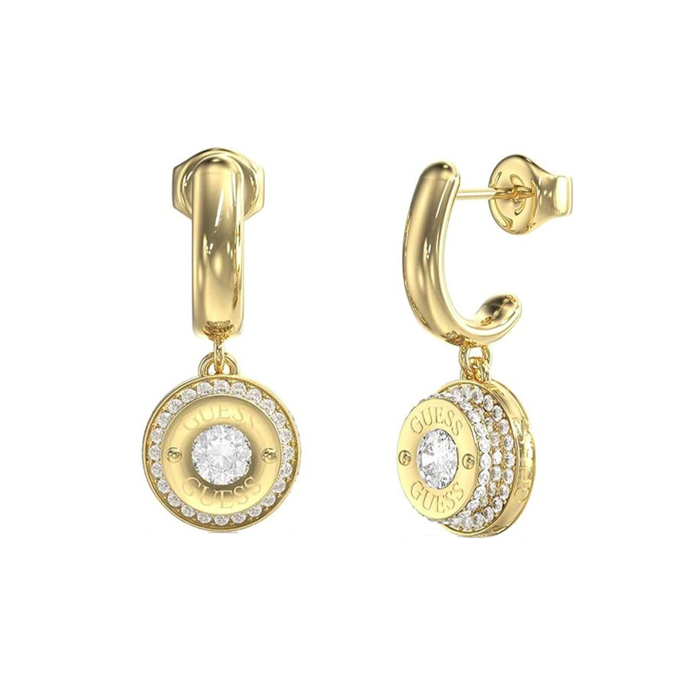 Picture of Guess Gold Crystal Drop Earrings For Women JUBE05558JWYGT/U