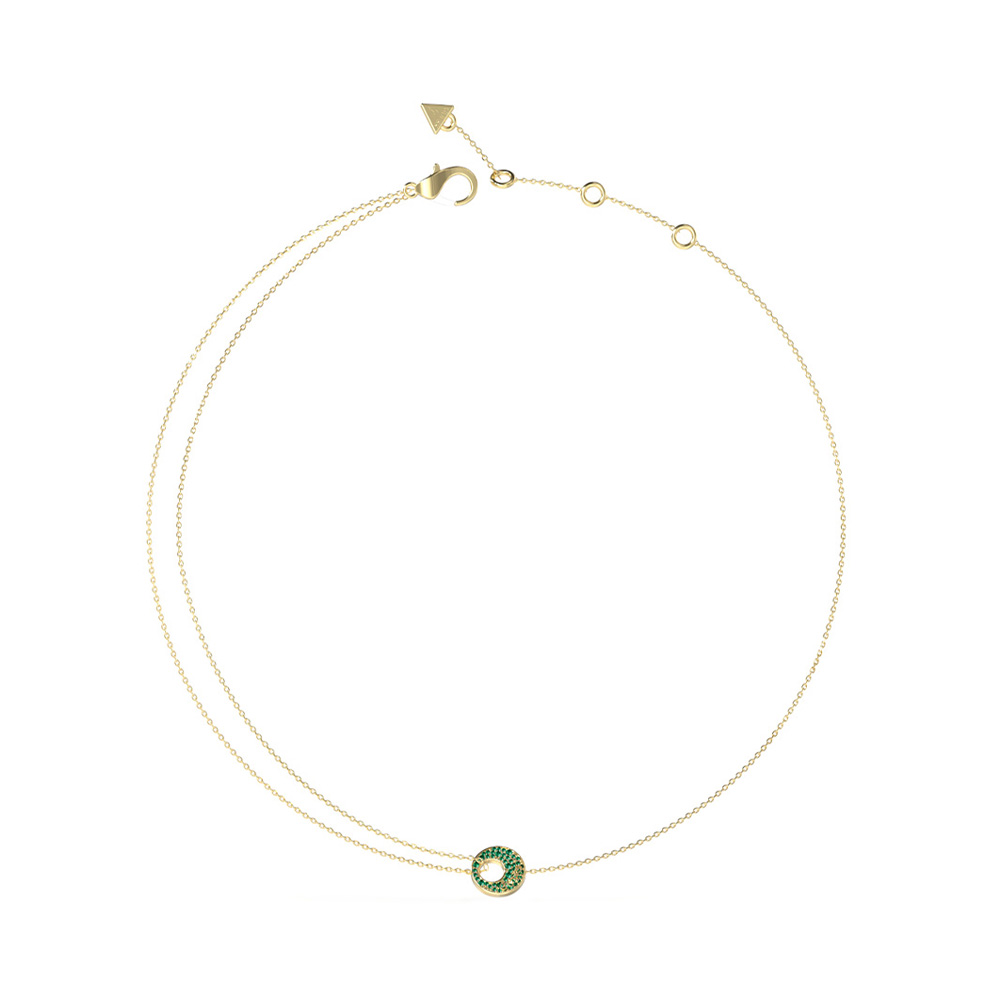 Picture of Guess Blooming Summer Gold Green Crystal Necklace For Women JUBN05226JWYGGNT/U