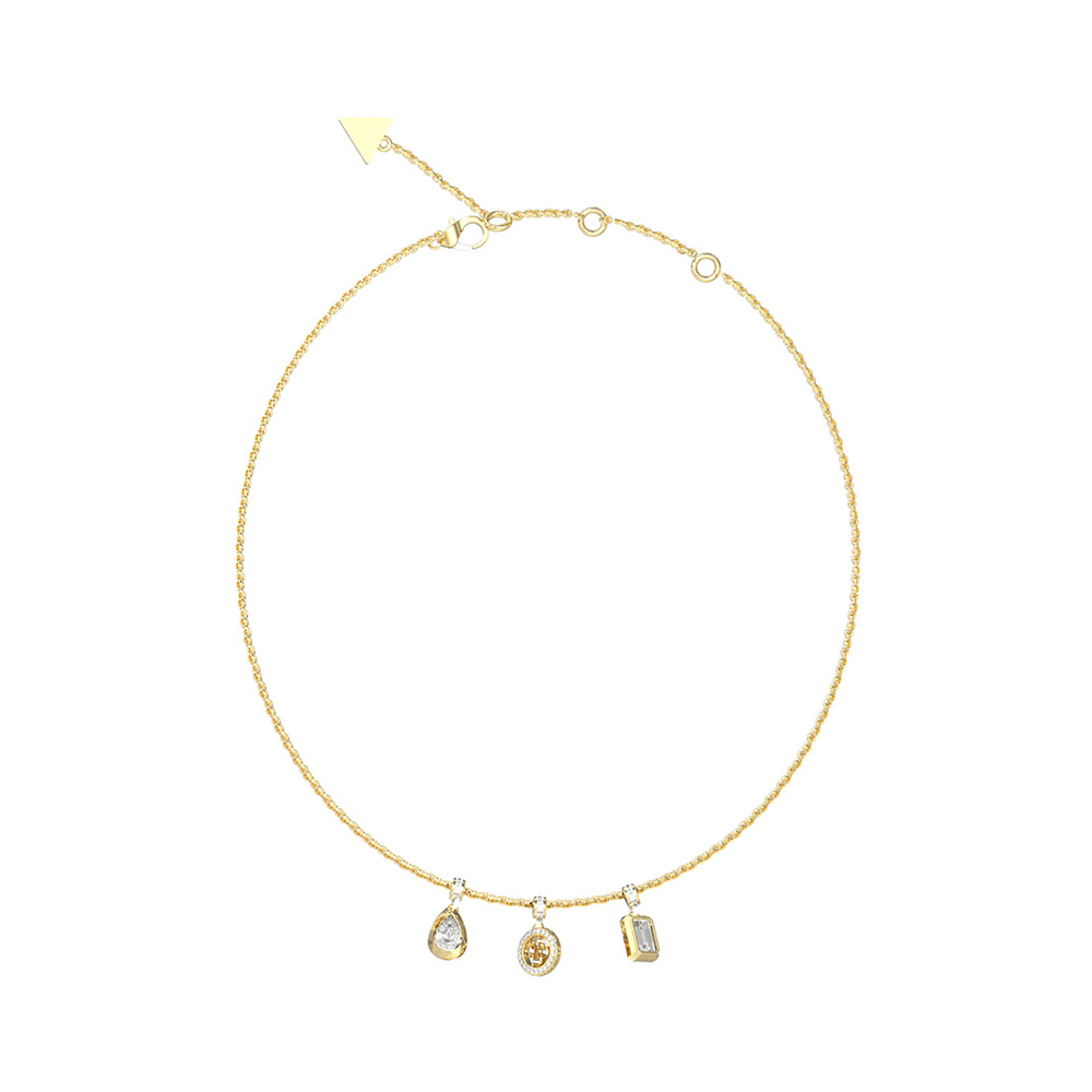 Picture of Guess 4G Light Gold Charm Crystal Necklace For Women JUBN05240JWYGT/U