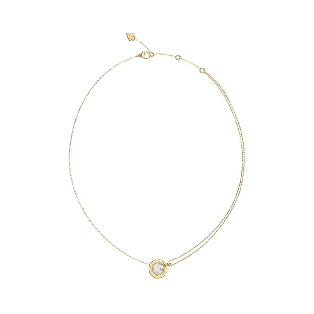 Picture of Guess Gold Coin Shell Crystal Pendant Necklace For Women JUBN05437JWYGT/U