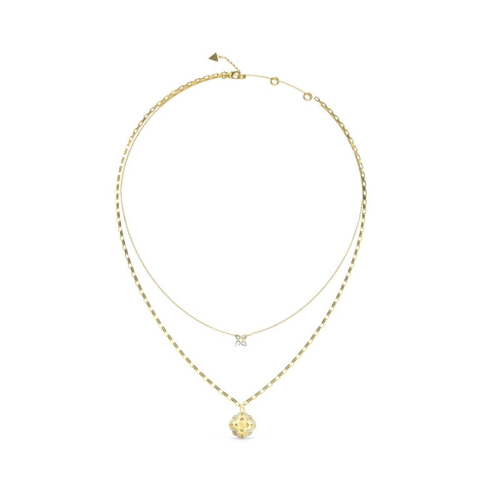 Picture of Guess Wild Flower Gold Floral Double Chain Necklace For Women JUBN05507JWYGT/U