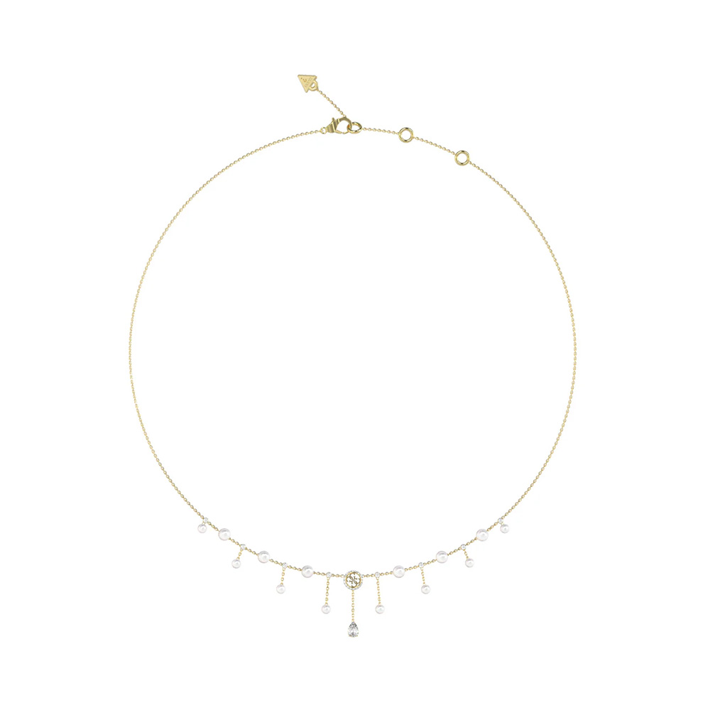 Picture of Guess Tiny Pearly Gold Pearl Crystal Necklace For Women JUBN05580JWYGT/U