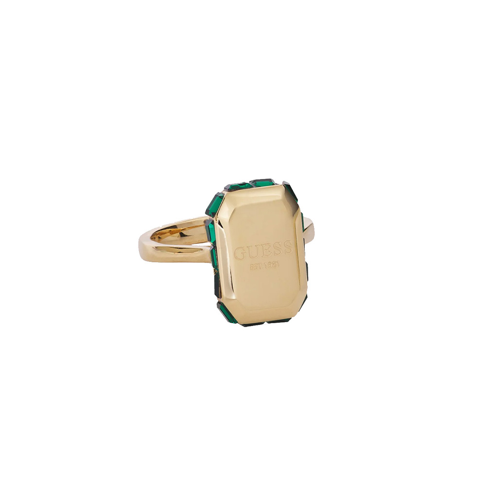 Picture of Guess Hashtag Logo Gold Emerald Crystal Ring For Women JUBR04259JWYGEM56