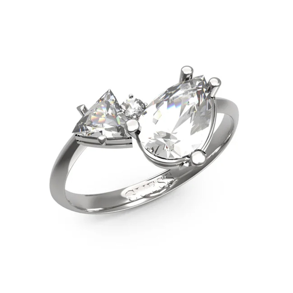 Picture of Guess Wonderlights Silver Logo Zirconia Ring For Women JUBR04418JWRH54