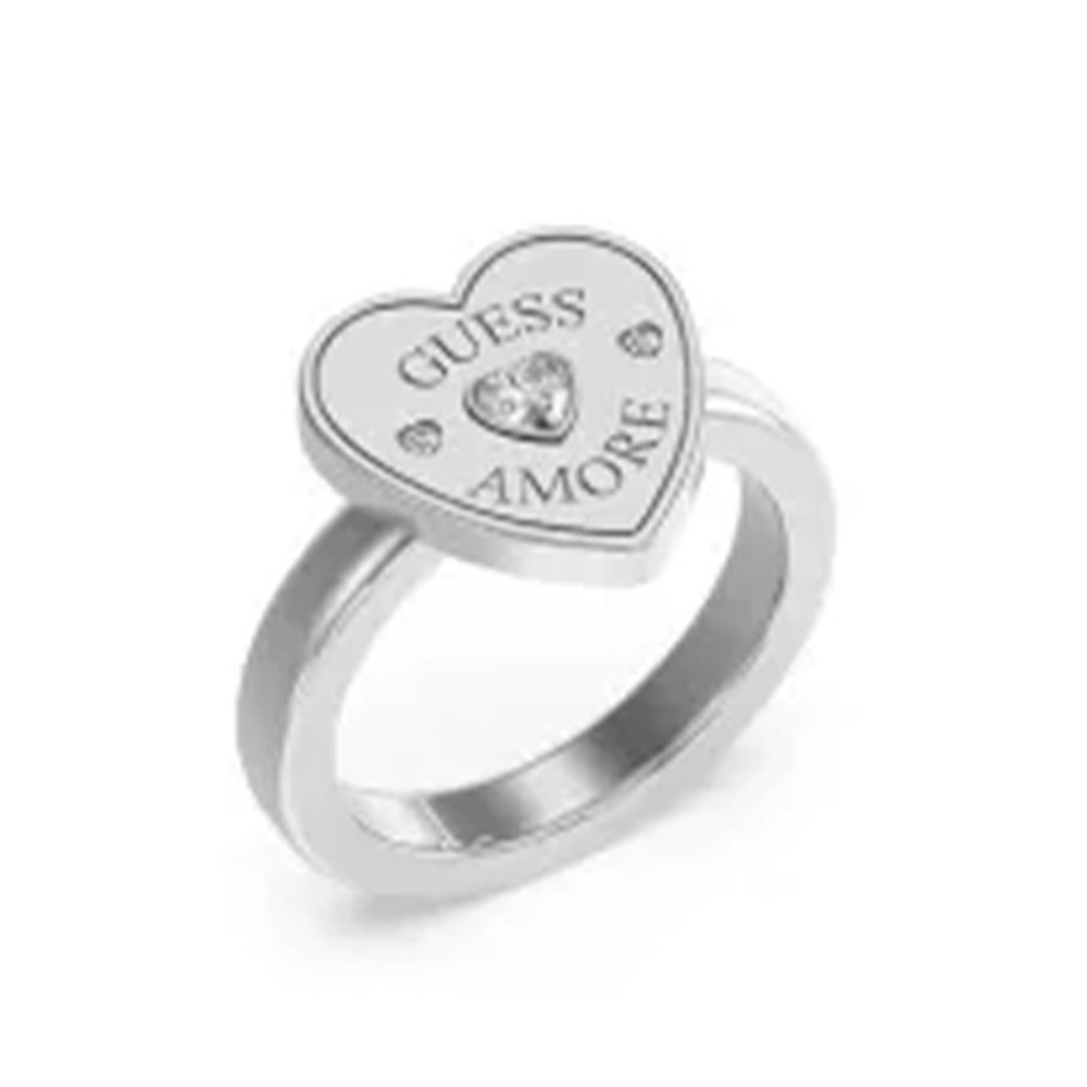 Picture of Guess Amore Silver Heart Signet Zirconia Ring For Women JUBR05059JWRH54