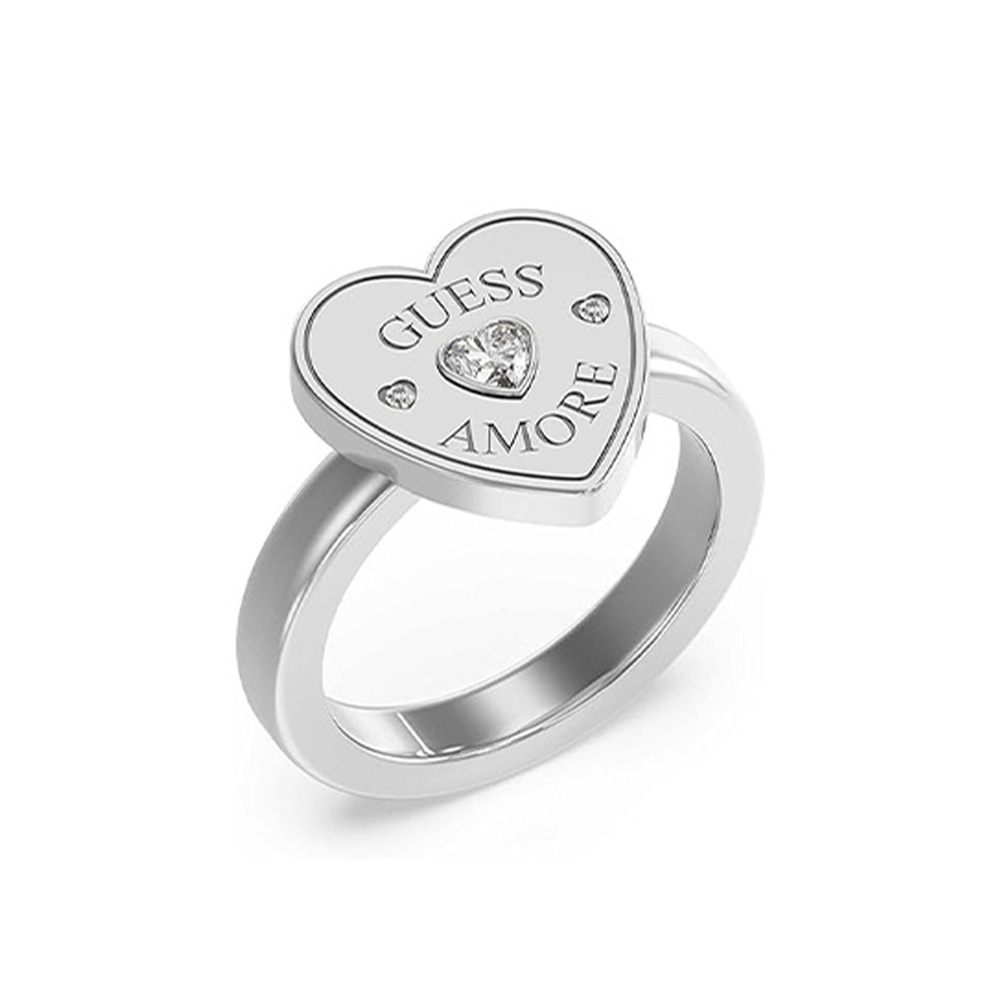 Picture of Guess Amore Silver Heart Signet Zirconia Ring For Women JUBR05059JWRH56