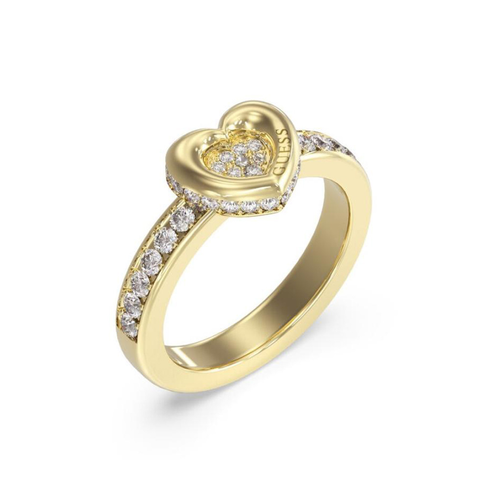 Picture of Guess Love Gold Heart Crystal Ring For Women JUBR05464JWYG54