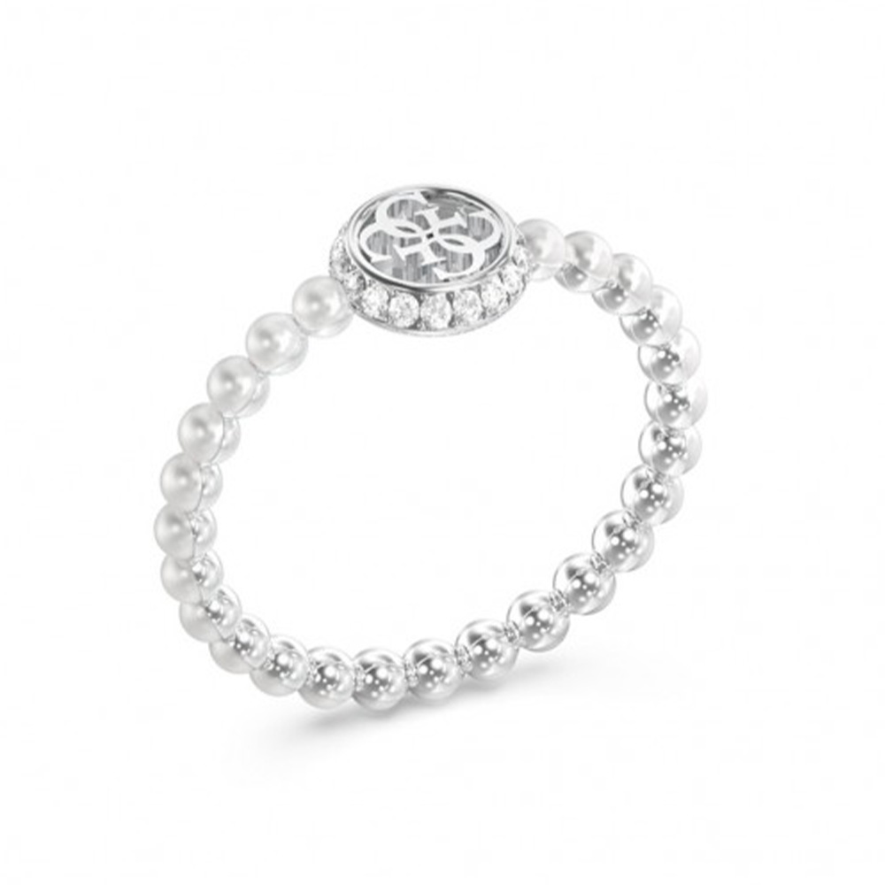 Picture of Guess Tiny Pearly Silver Pearl Zirconia Ring For Women JUBR05522JWRH54