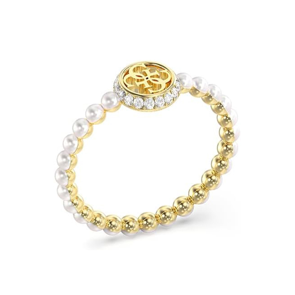 Picture of Guess Tiny Pearly Gold Pearl Zirconia Ring For Women JUBR05522JWYG54