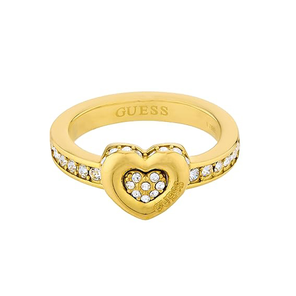 Picture of Guess Iconique Gold Heart Infinity Zirconia Ring For Women JUBR05532JWYG54