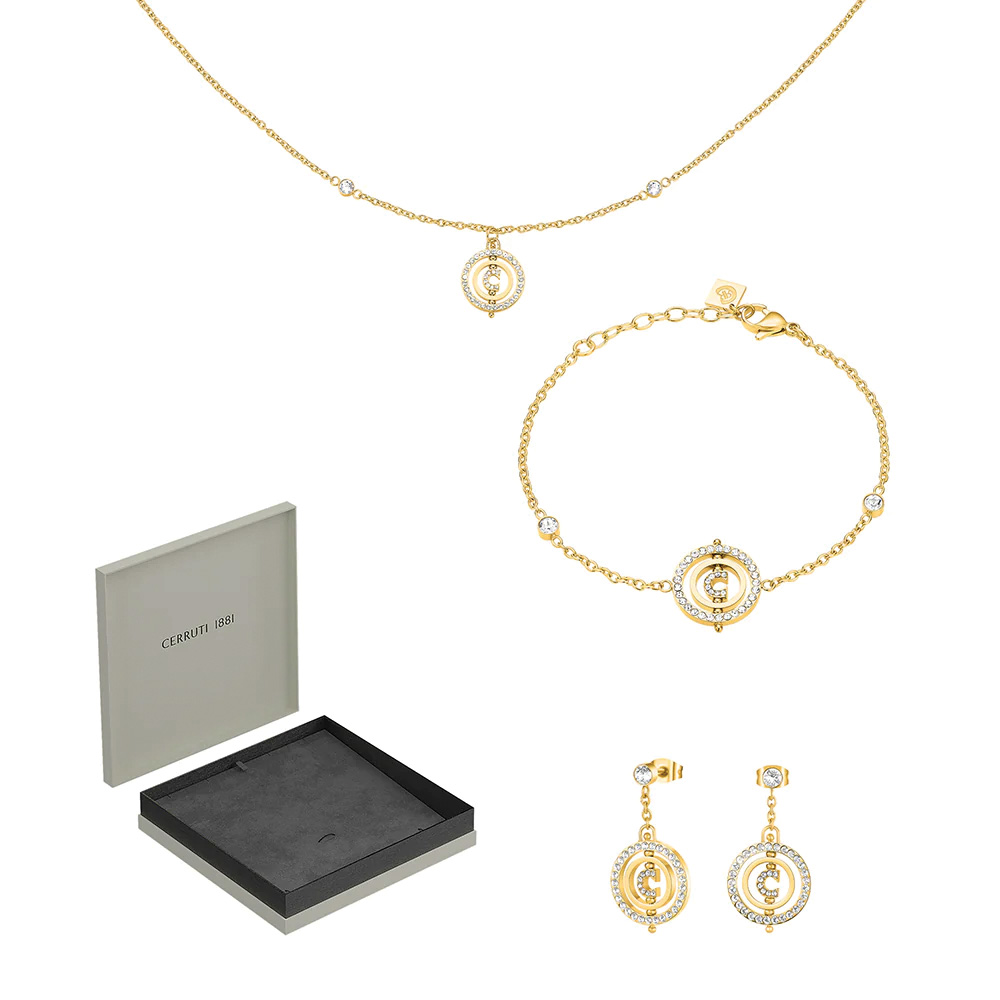 Picture of Cerruti 1881 Gold Stainless Steel Womens Jewelry Set Nkl Erg Brclt CIJLN1705104 SETOF3