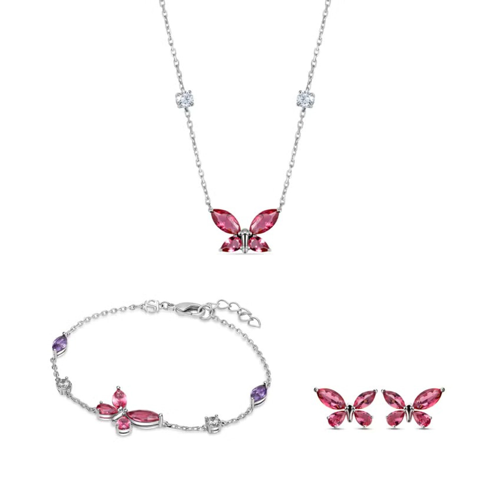 Picture of Saint Honore Gala Butterfly Rose Gold Crystal Womens Jewelry Set CL92 2R SET OF 3
