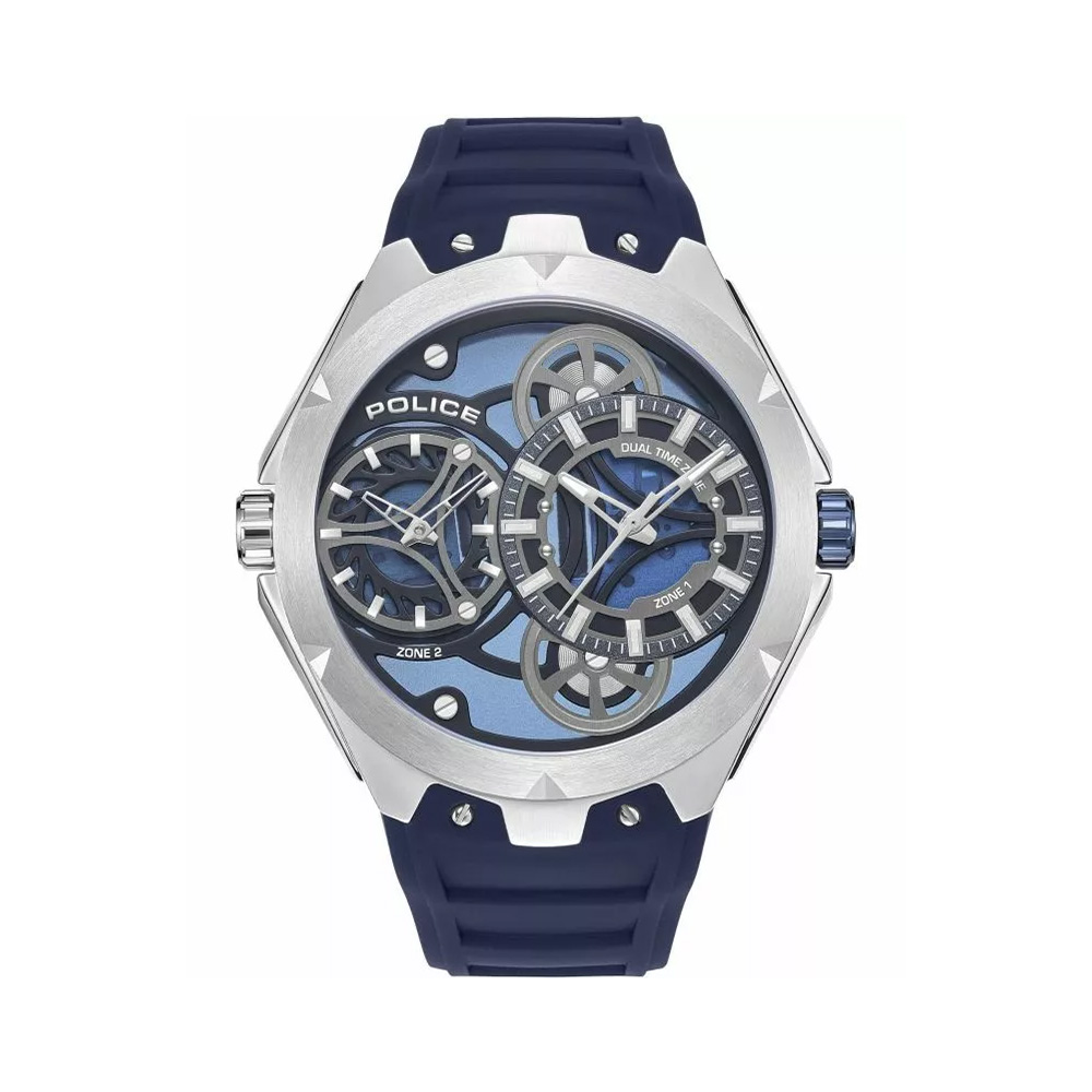 Picture of Police Scepter Open Heart Dual Time Blue Silicone Strap Mens Watch PEWGM0081703