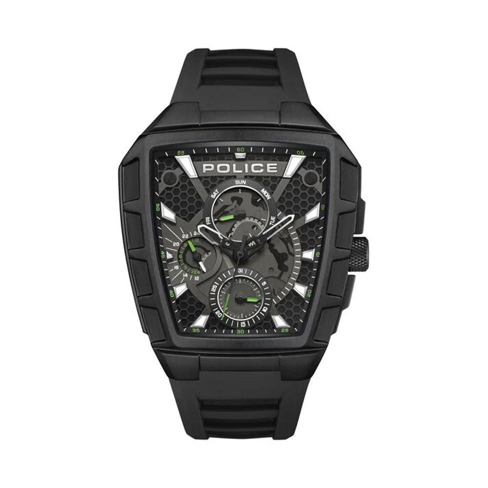 Picture of Police Multifunction Black Dial Black Silicone Strap Mens Watch PEWGQ0056801
