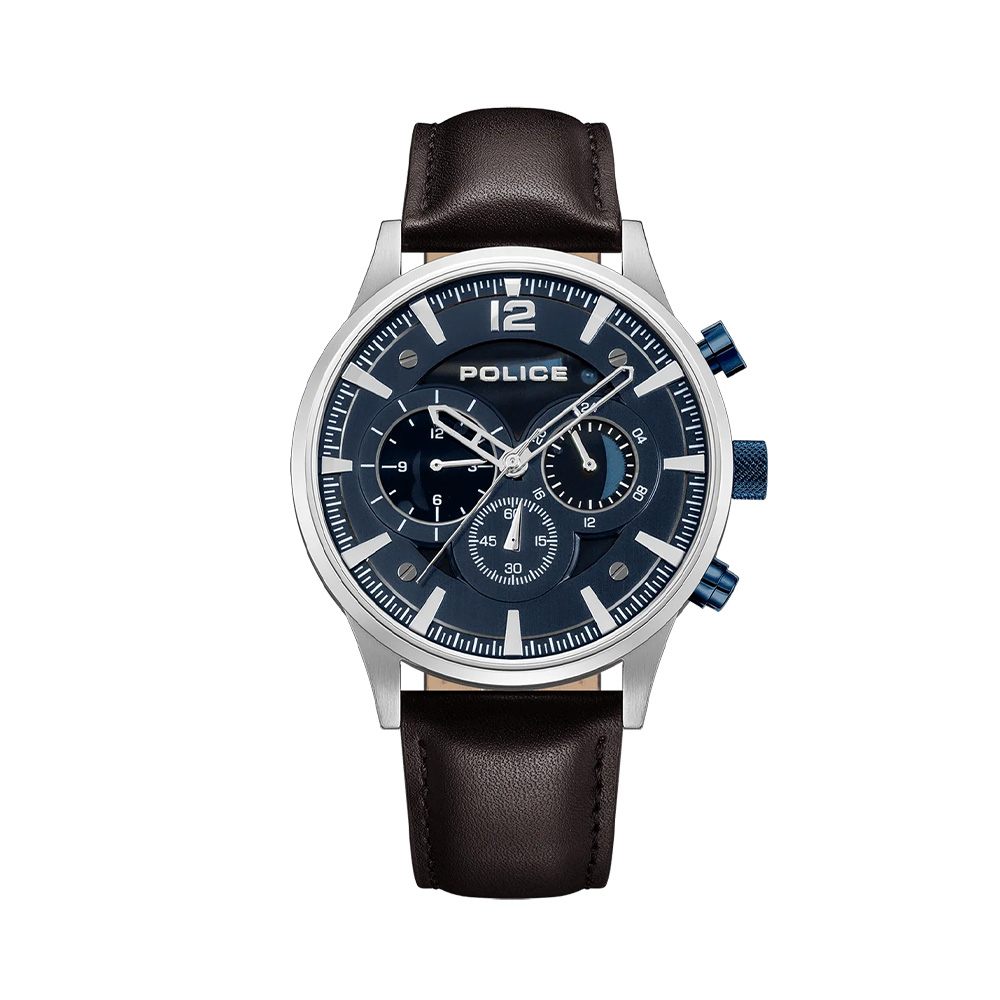 Picture of Police Driver Multifunction Black Leather Strap Mens Watch PEWJF2002801M