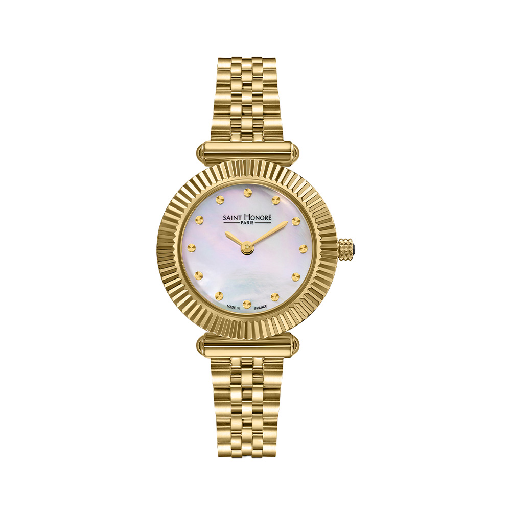 Picture of Saint Honore Paris White Mop Dial Gold Stainless Steel Bracelet Watch For Women Ga721270 3YT