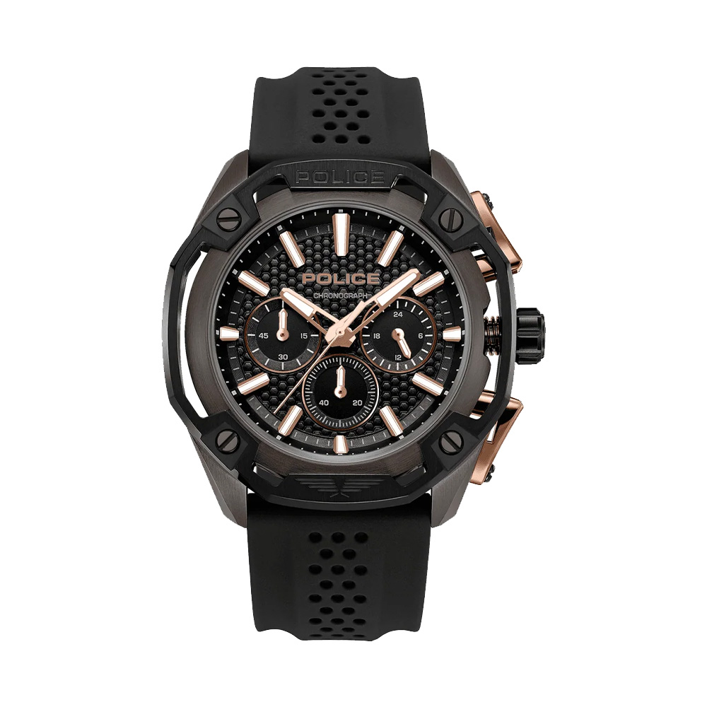 Picture of Police Centurian Black Dial Silicone Strap Mens Watch PEWGQ0093201