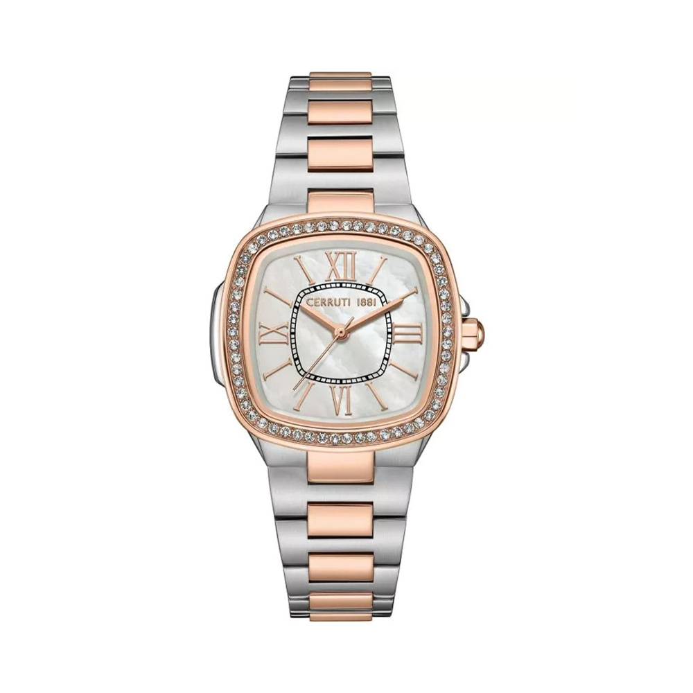 Picture of Cerruti 1881 Casale White Mother Of Pearl Dial Two Tone Square Watch For Women CIWLG0086001
