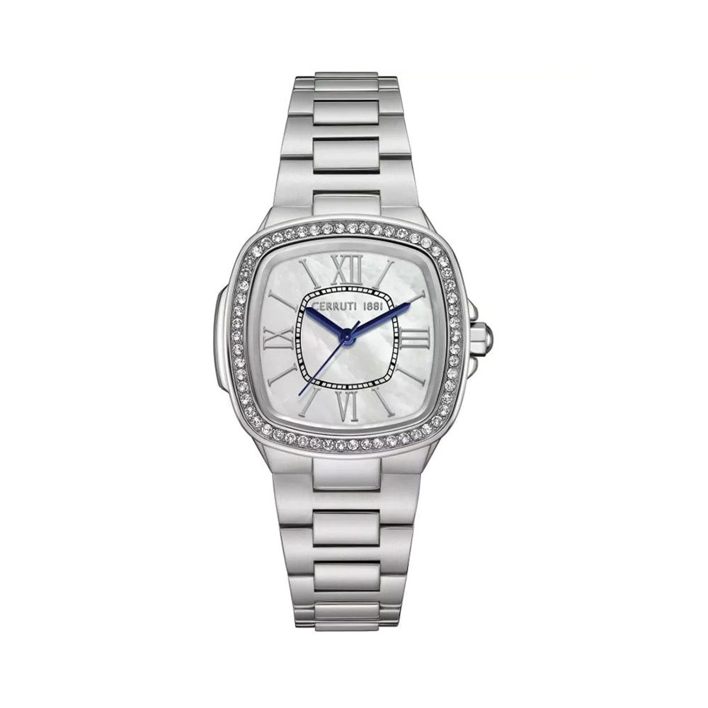 Picture of Cerruti 1881 Casale White Mother Of Pearl Dial Silver Square Watch For Women CIWLG0086006