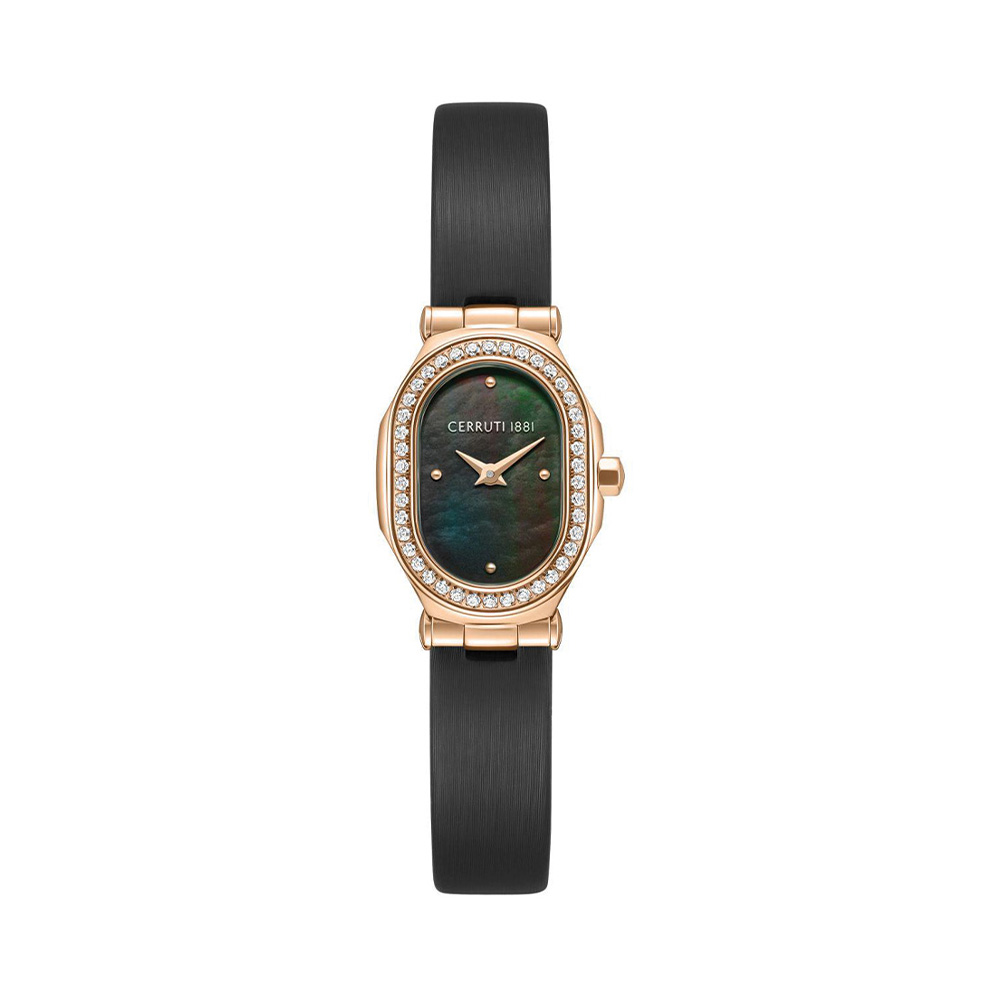Picture of Cerruti 1881 Aosta Rose Gold Case Black Leather Strap Women'S Watch CIWLA0097303