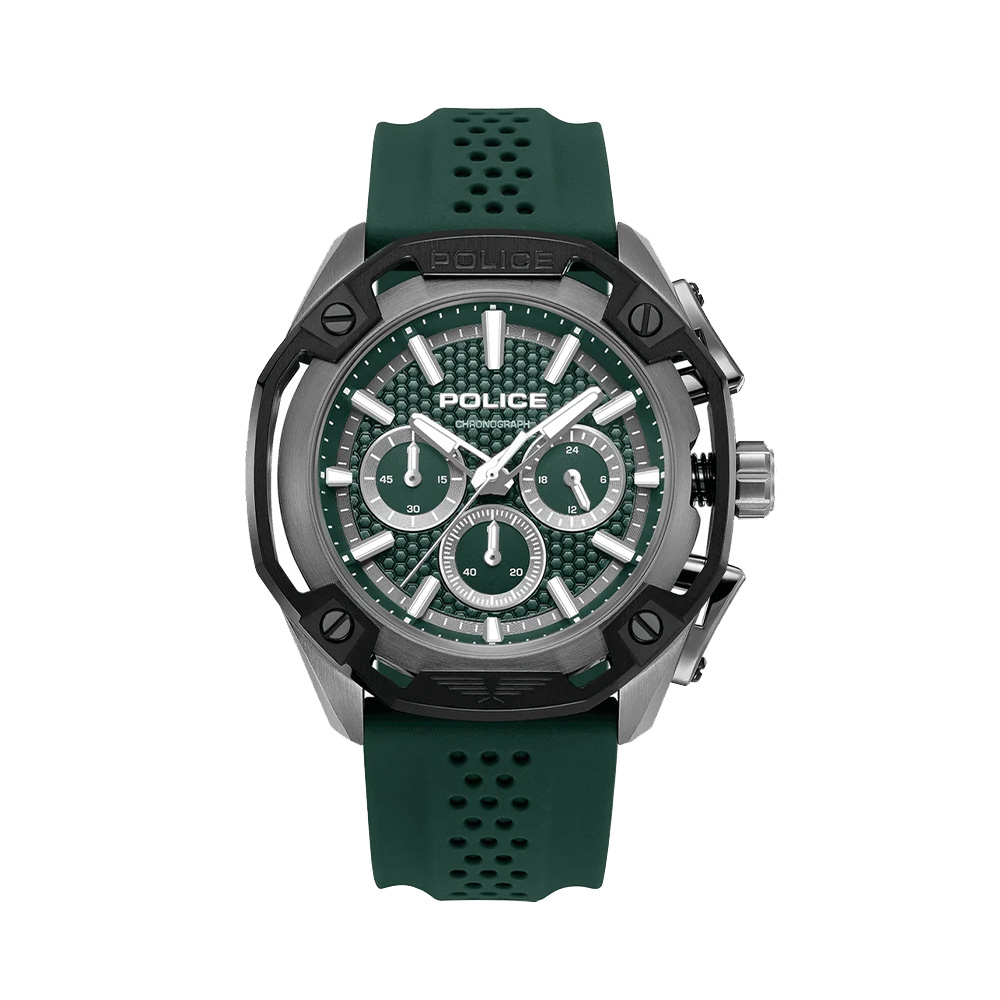 Picture of Police Centurian Green Charcoal Dial Green Silicone Strap Mens Watch PEWGQ0093202