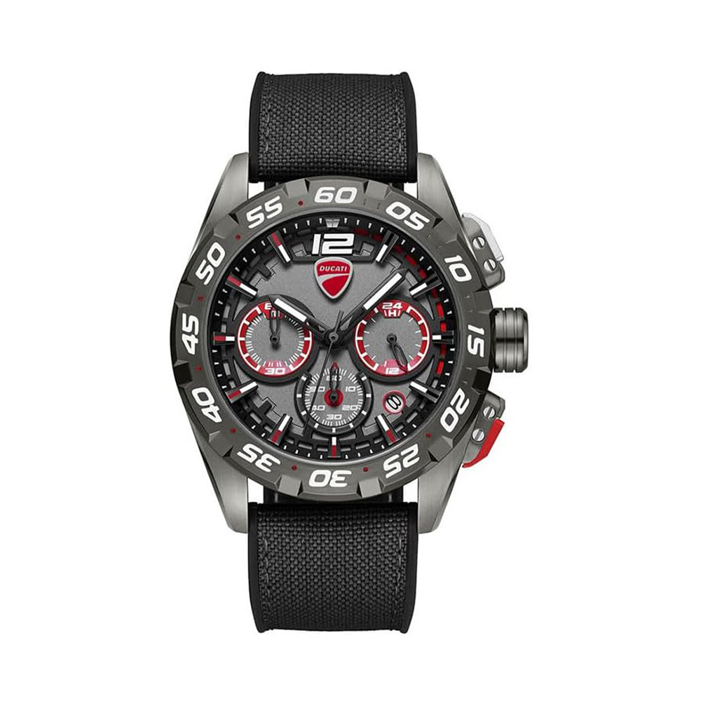 Picture of Ducati Dt012 Chronograph Gunmetal Red Dial Silicone Nylon Strap Watch For Men DTWGO0001803