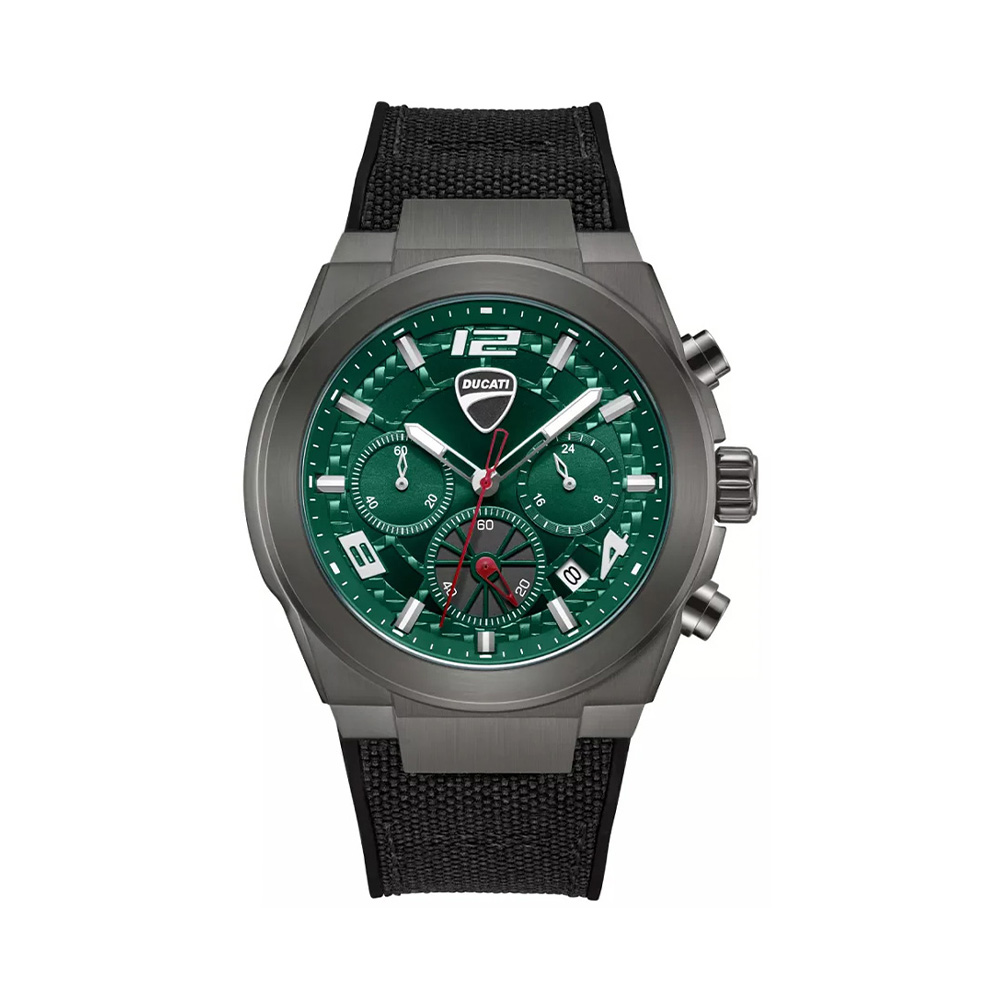 Picture of Ducati Green Dial Black Silicone Chronograph Mens Watch DTWGC0002001