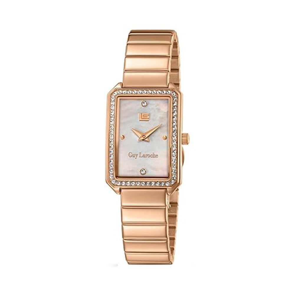 Picture of Guy Laroche Deborah Quartz White Rectangular Dial Rose Gold Tone Watch For Women GLWLG0001802