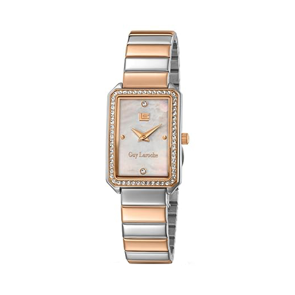 Picture of Guy Laroche Deborah Quartz White Rectangular Dial Rose Gold Tone Watch For Women GLWLG0001804