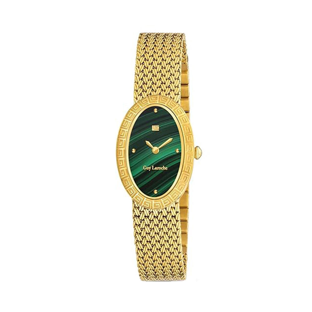 Picture of Guy Laroche Emma Quartz Green Oval Dial Gold Tone Watch For Women GLWLG0001504