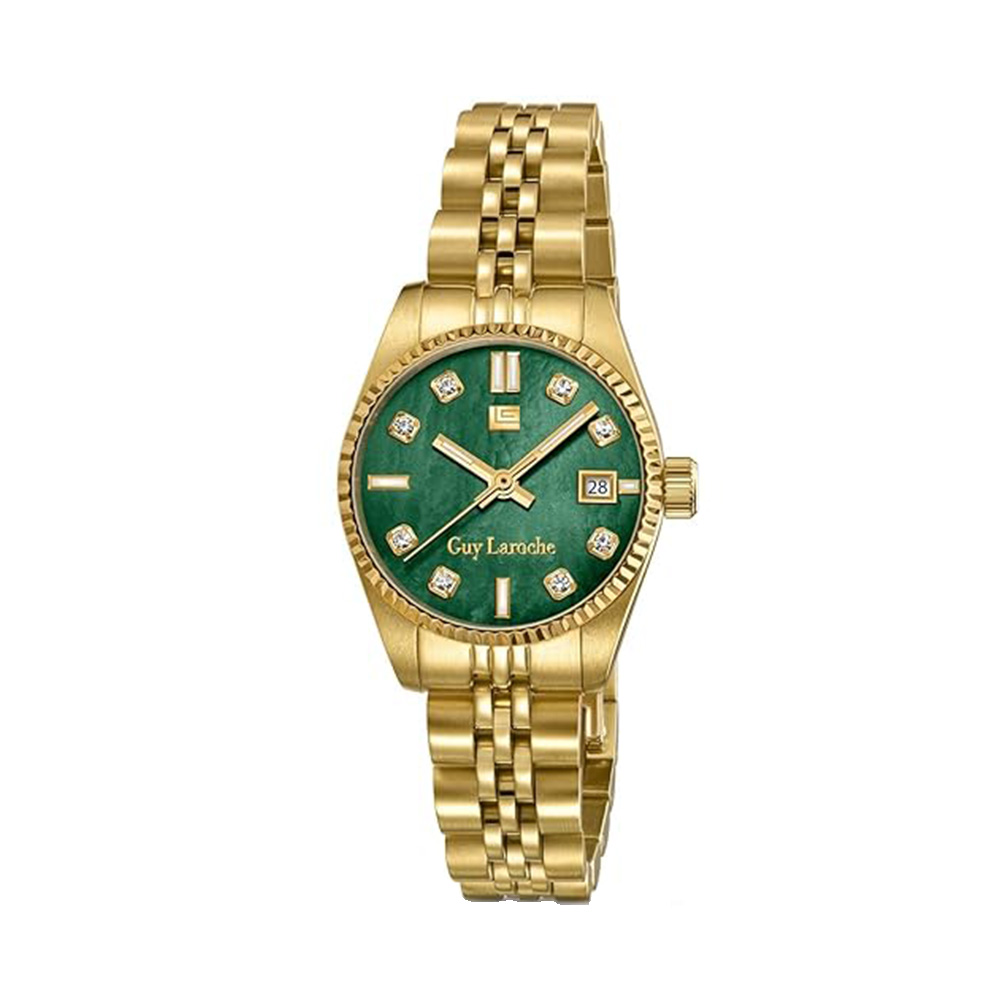 Picture of Guy Laroche Rose Quartz Green Dial Gold Tone Watch For Women GLWLG0001903