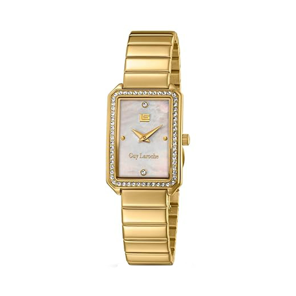 Picture of Guy Laroche Deborah Quartz White Rectangular Dial Gold Tone Watch For Women GLWLG0001801