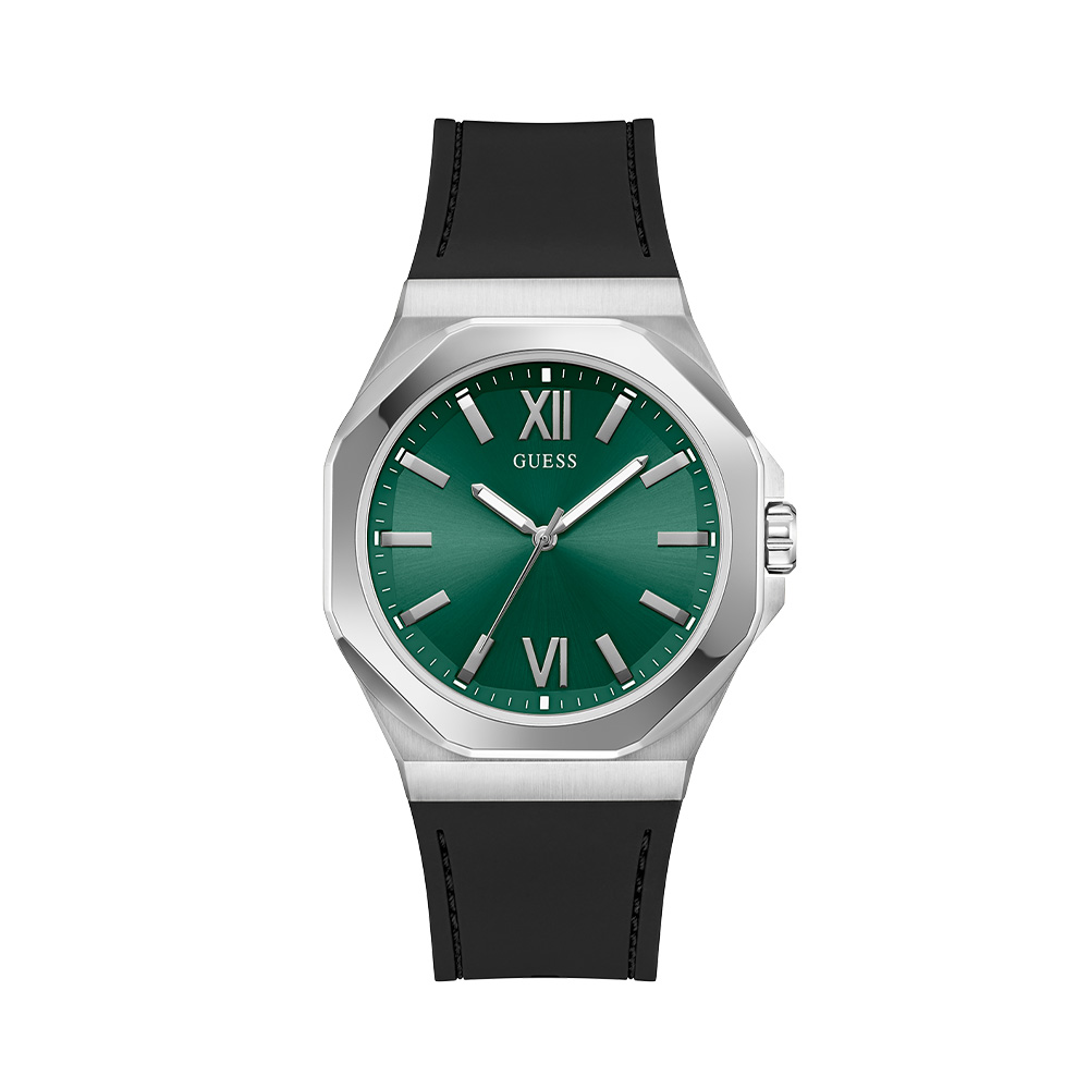 Picture of Guess Mens Black Silver Tone Analog Watch GW0850G1