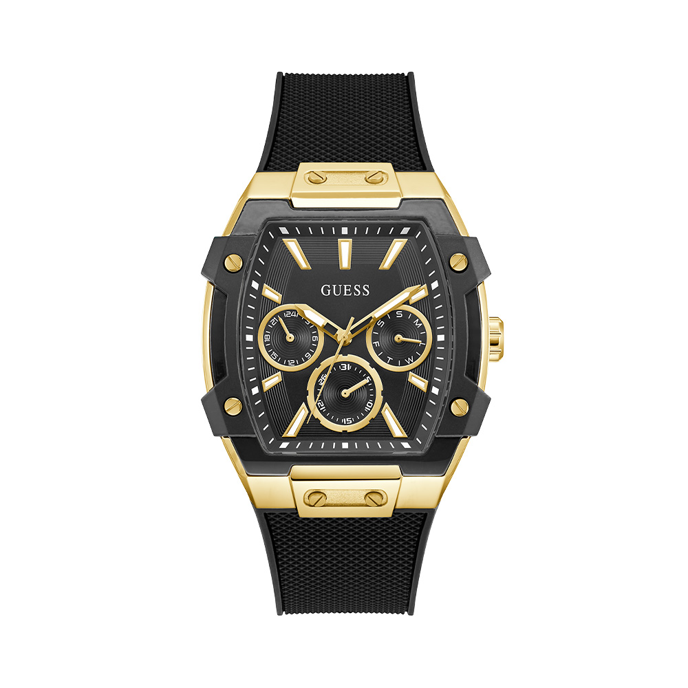 Picture of Guess Mens Black Gold Tone Multi Function Watch GW0956G2